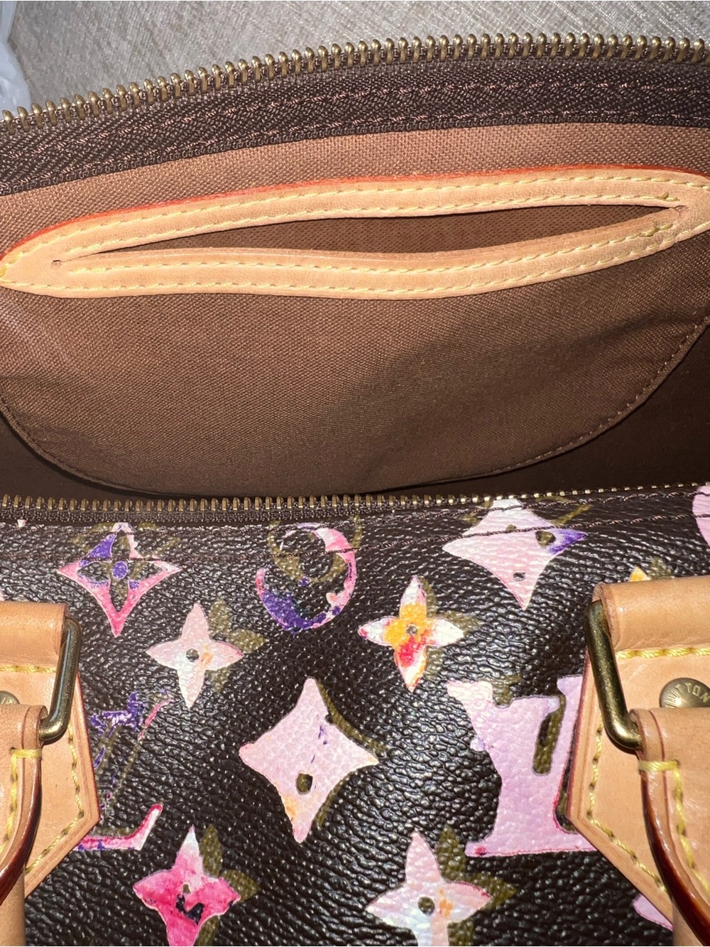 Louis Vuitton Brown Watercolor Aquarelle Speedy 35 Canvas - Picture 9 of 10